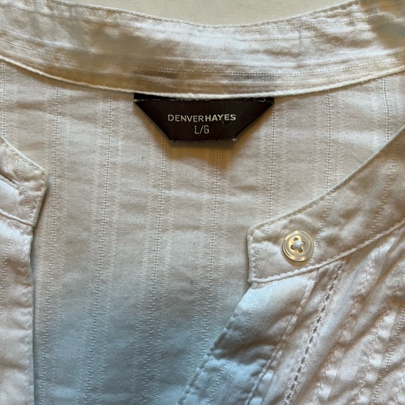 DENVER HAYES Women's 100% Cotton Button-Down Blouse, Sz L - Picture 4 of 10
